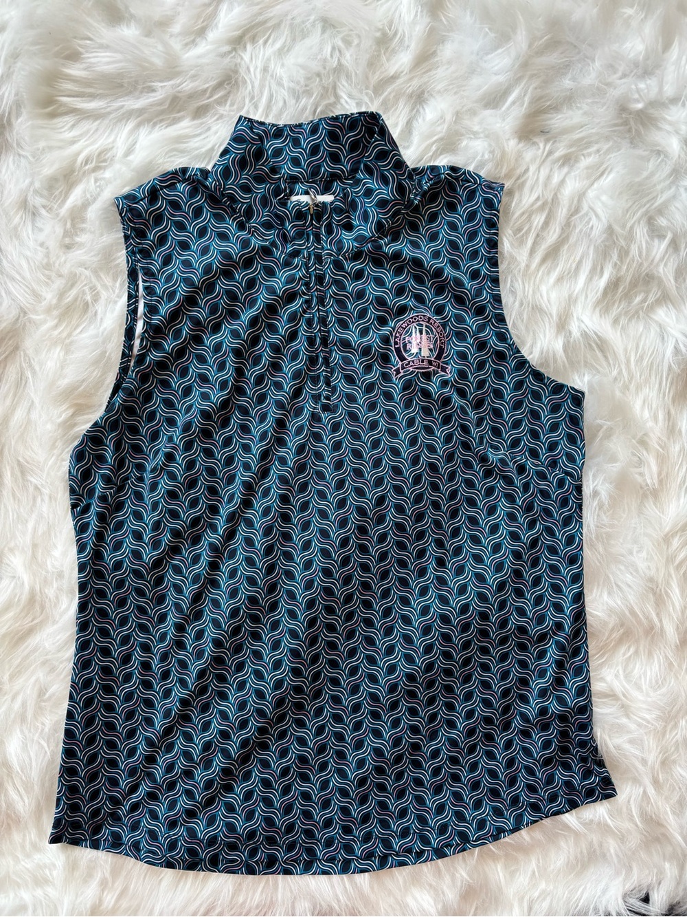 Sleeveless Mock Neck Golf Top LAKEWOODS RESORT cable Wi WOMENS large